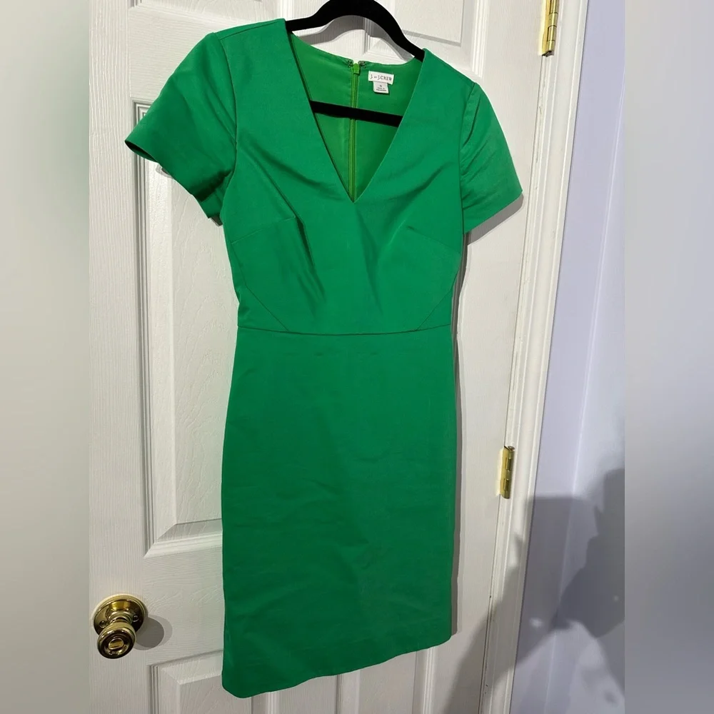 J. Crew Green Elegant Short Sleeve Dress size 0 - Picture 3 of 16